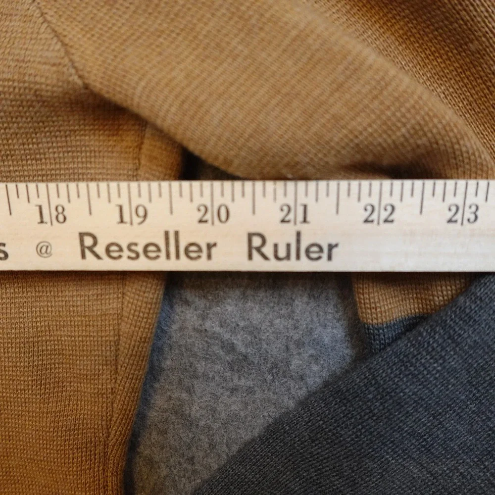 Halogen Blazer Women Large Tan Gray Colorblock Merino Wool Knit Unstructured